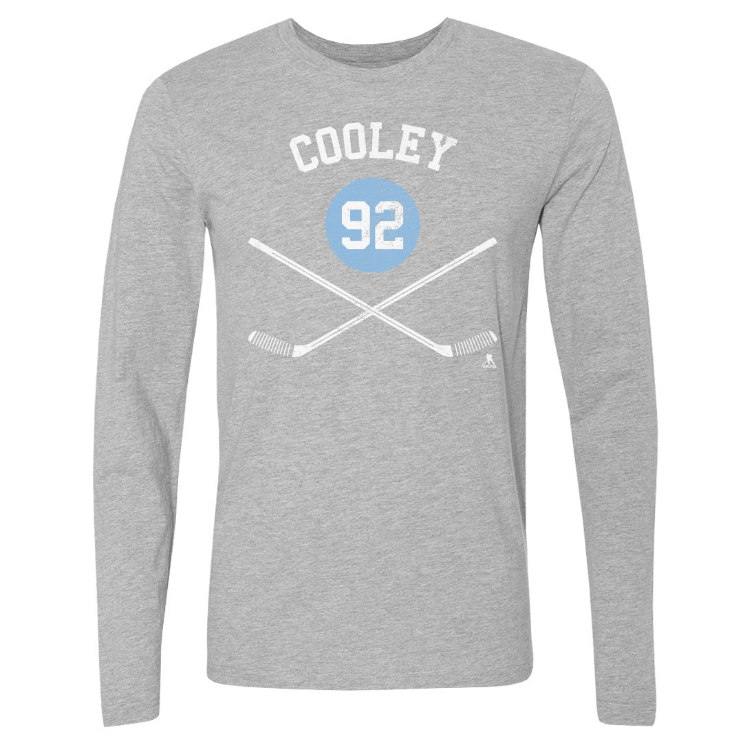 Logan Cooley Utah Sticks WHT Men's Long Sleeve T-Shirt 500 LEVEL Heather Gray S Men's Long Sleeve T-Shirt