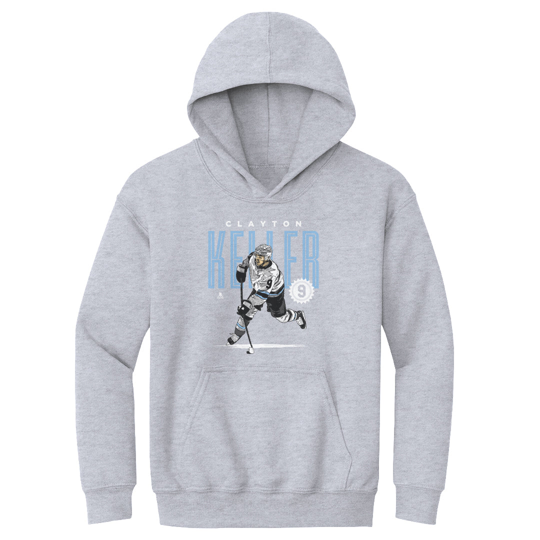 Clayton Keller Utah Card WHT Kids Youth Hoodie 500 LEVEL Gray S Kids Youth Hoodie