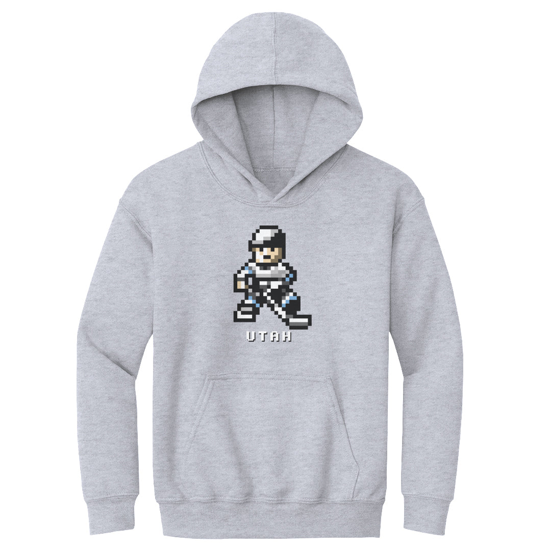 Utah Hockey 8 bit WHT Kids Youth Hoodie 500 LEVEL Gray S Kids Youth Hoodie