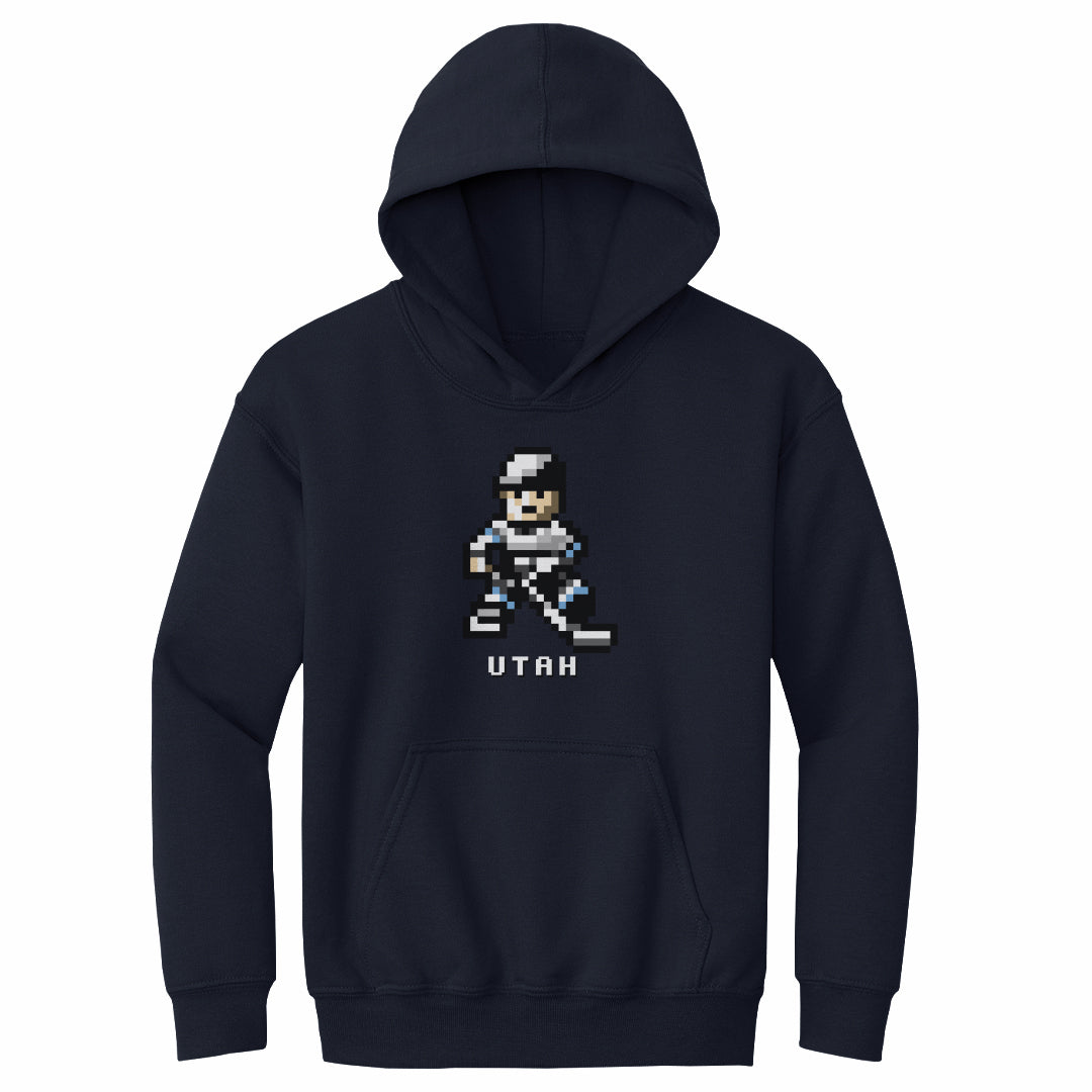 Utah Hockey 8 bit WHT Kids Youth Hoodie 500 LEVEL Navy S Kids Youth Hoodie