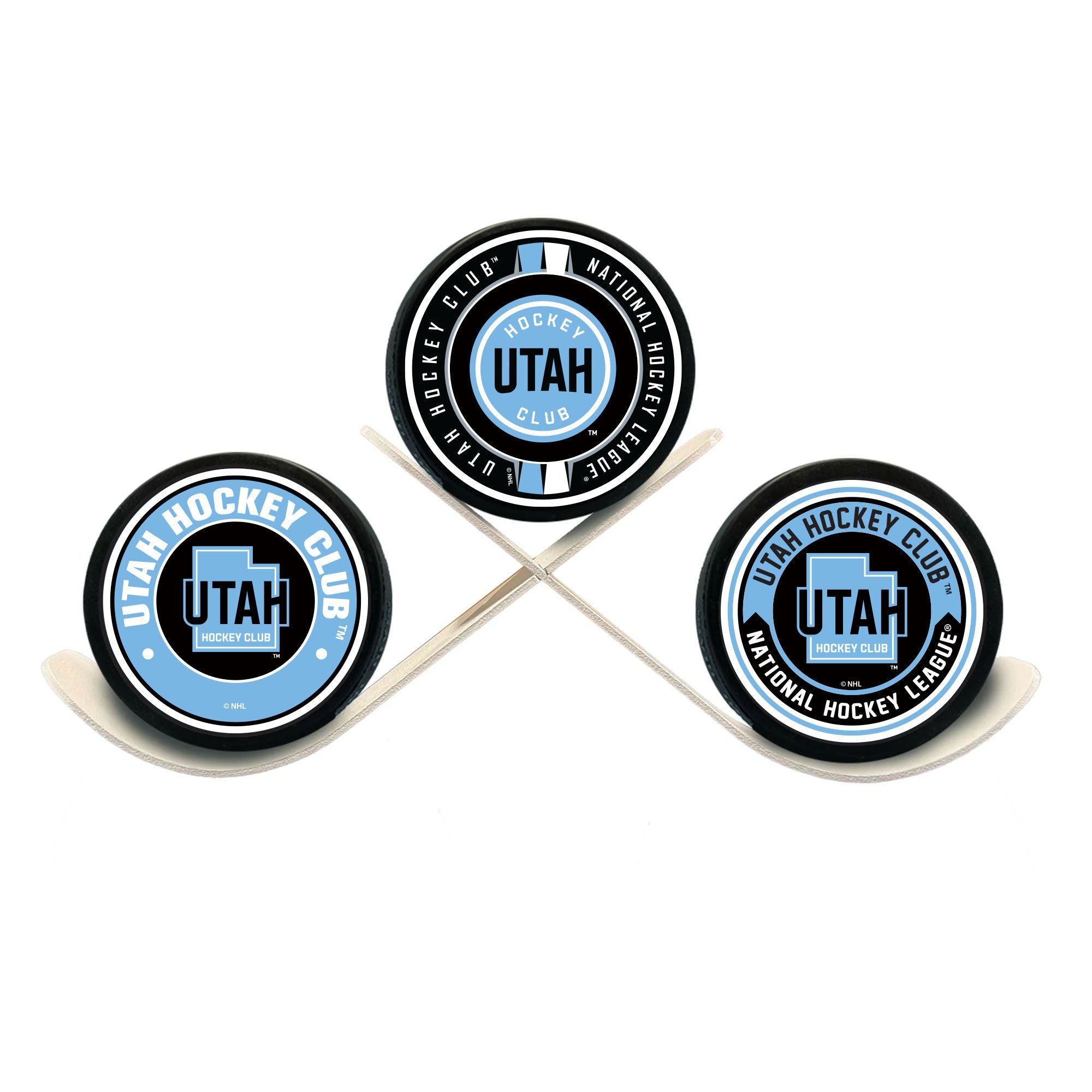 Utah Hockey Club Puck Set with Metal Stand (4-Piece)