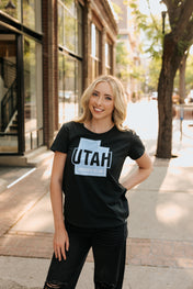 Women's Utah Hockey State Logo Franklin Tee - Black - 47 Brand