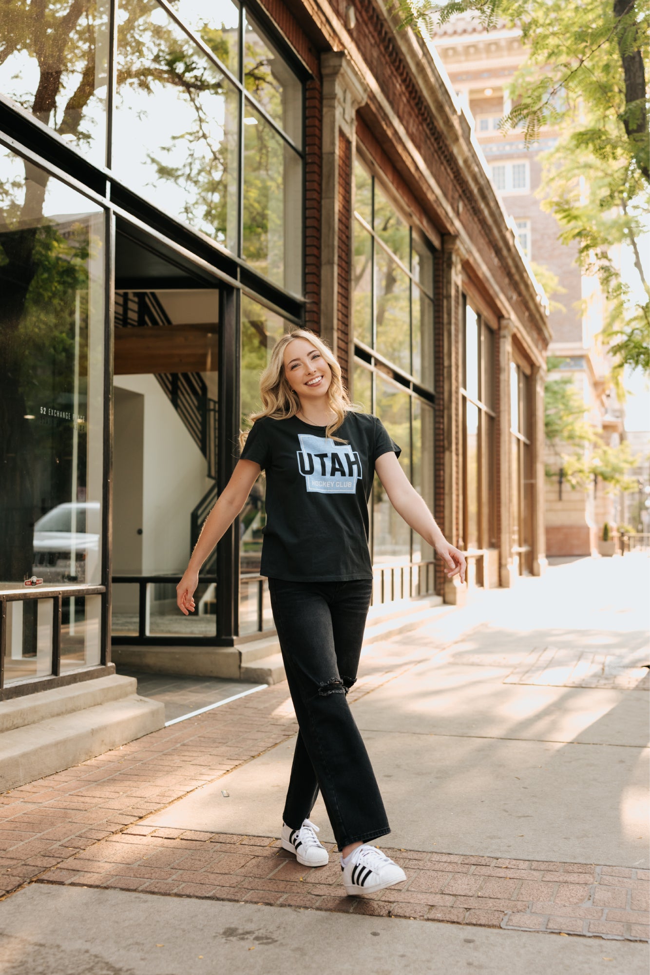 Women's Utah Hockey State Logo Franklin Tee - Black - 47 Brand