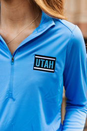 Women's Utah Hockey Tribute Half Zip Pullover - Light Blue - Antigua