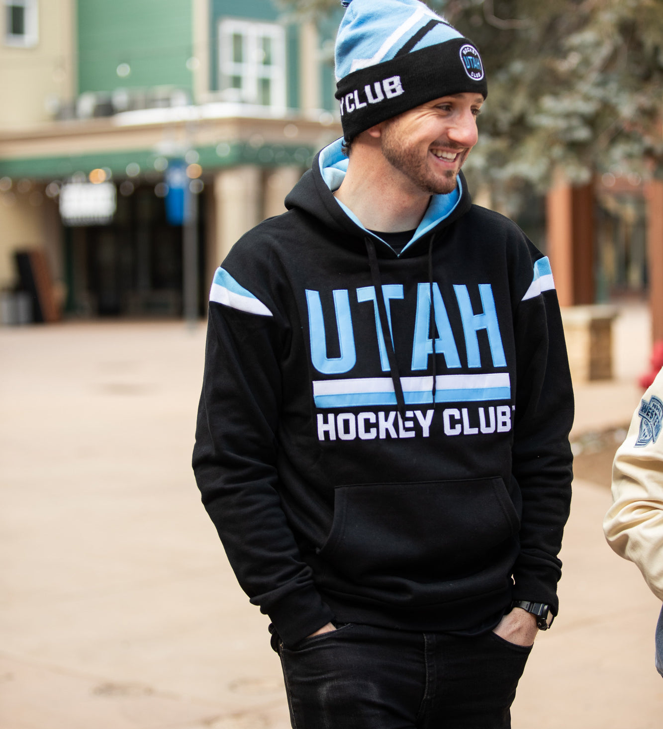 Utah Hockey Shoulder Stripe Hoodie - Thunderwear Hoodies Thunderwear