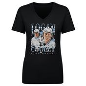 Logan Cooley Utah Vintage WHT Women's V-Neck T-Shirt 500 LEVEL Black S Women's V-Neck T-Shirt