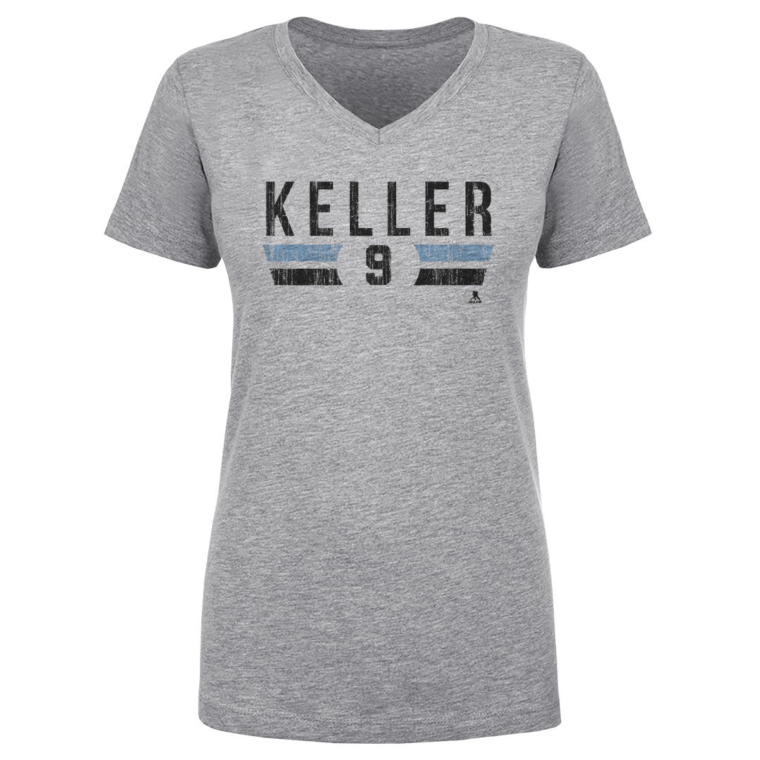 Clayton Keller Utah Font Women's V-Neck T-Shirt 500 LEVEL Heather Gray S Women's V-Neck T-Shirt