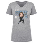 Logan Cooley Utah Cartoon WHT Women's V-Neck T-Shirt 500 LEVEL Heather Gray S Women's V-Neck T-Shirt