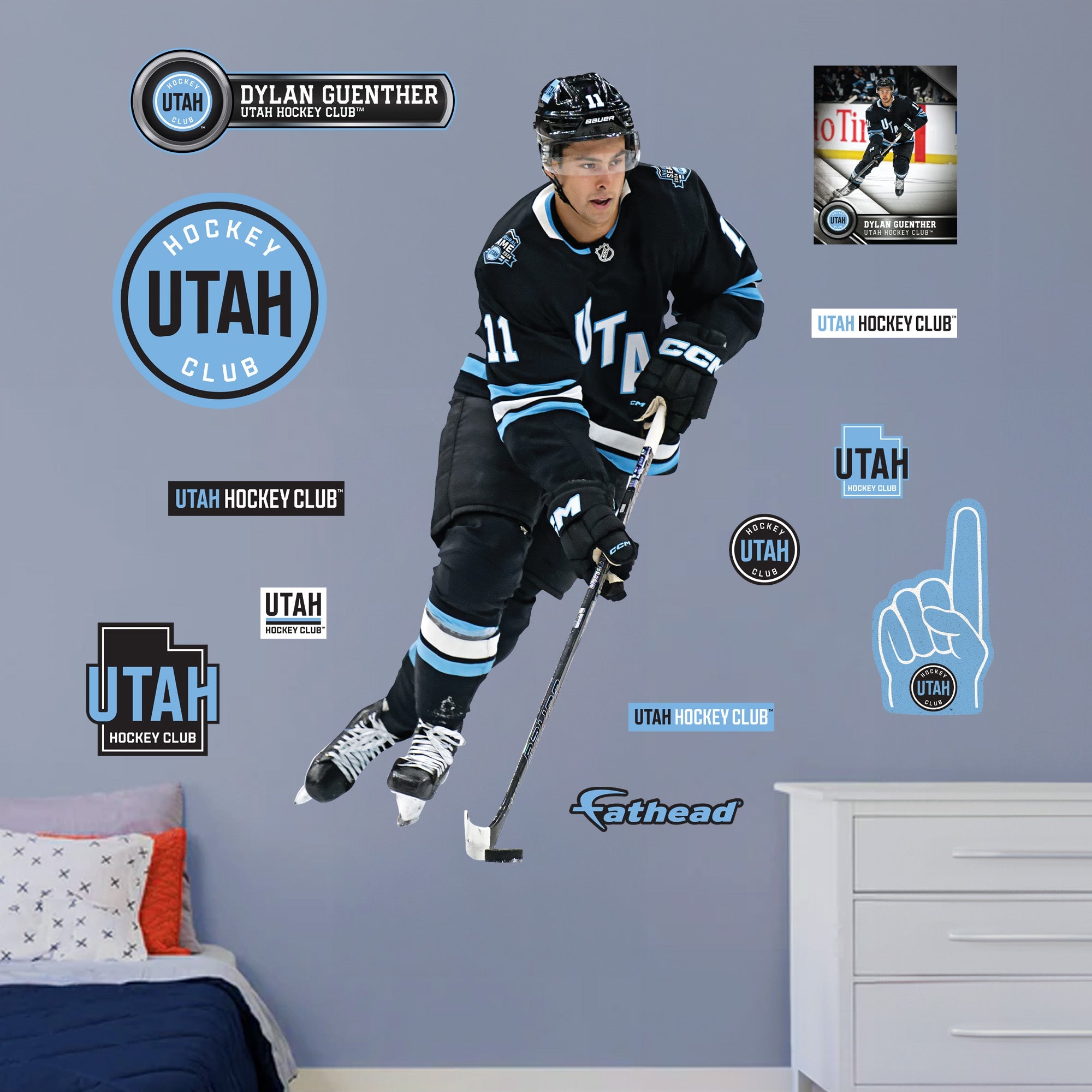 Dylan Guenther - RealBig Collection - Official NHL - Utah Hockey Club - Reusable Vinyl Wall Decals Vinyl Die-Cut Character Fathead