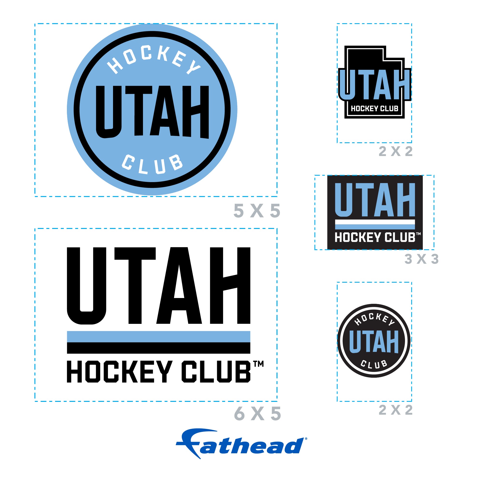 Utah Hockey Club - 5 Logo Minis (Mixed Sizes) - Official NHL - Reusable Vinyl Decals Minis Fathead