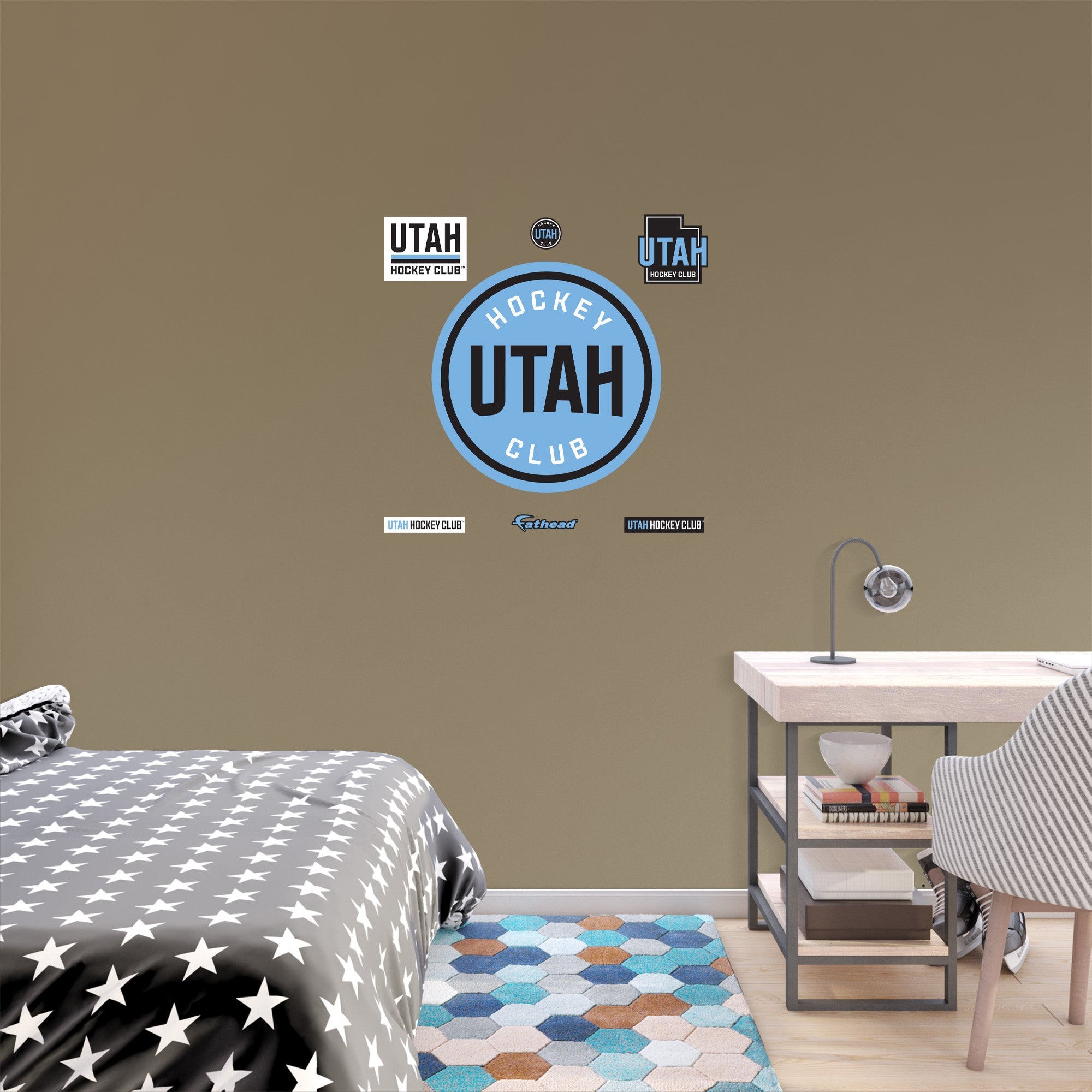 Utah Hockey Club - RealBig Logo Collection - Official NHL - Reusable Vinyl Wall Decals Vinyl Die-Cut Logo Fathead MEDIUM +6 Decals (25"W x 25"H)